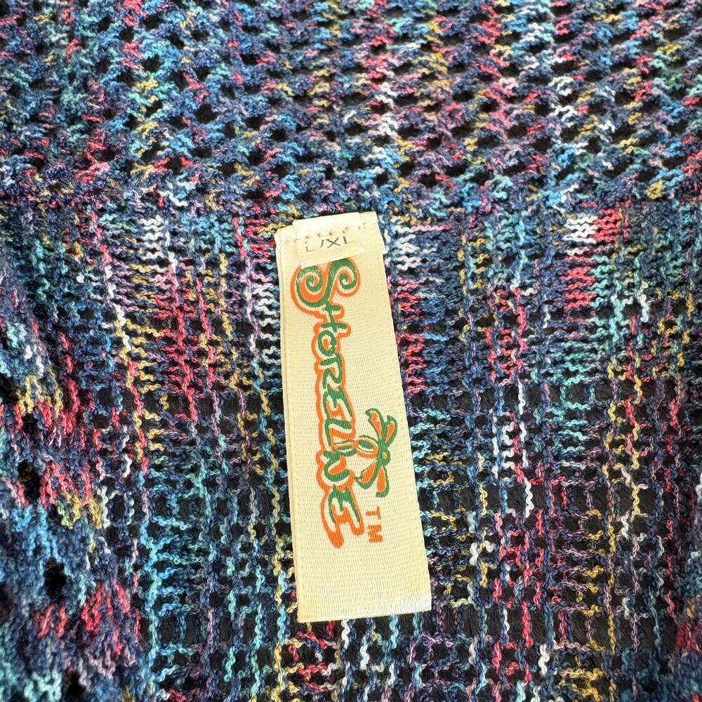 Shoreline Women's Cardigan L/XL Open Front Multi Boho Knit Shawl Collar Ribbed - Picture 3 of 8